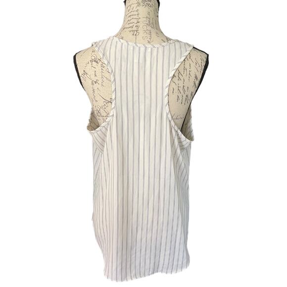 Daily Ritual White Black Striped Racerback Tank Top Size 14 - Picture 4 of 6